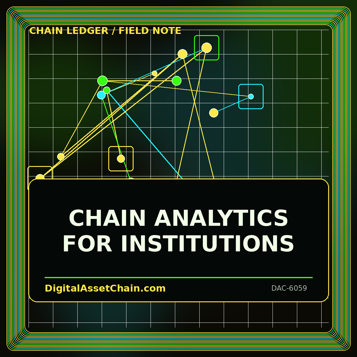 Chain Analytics for Institutions neon editorial card