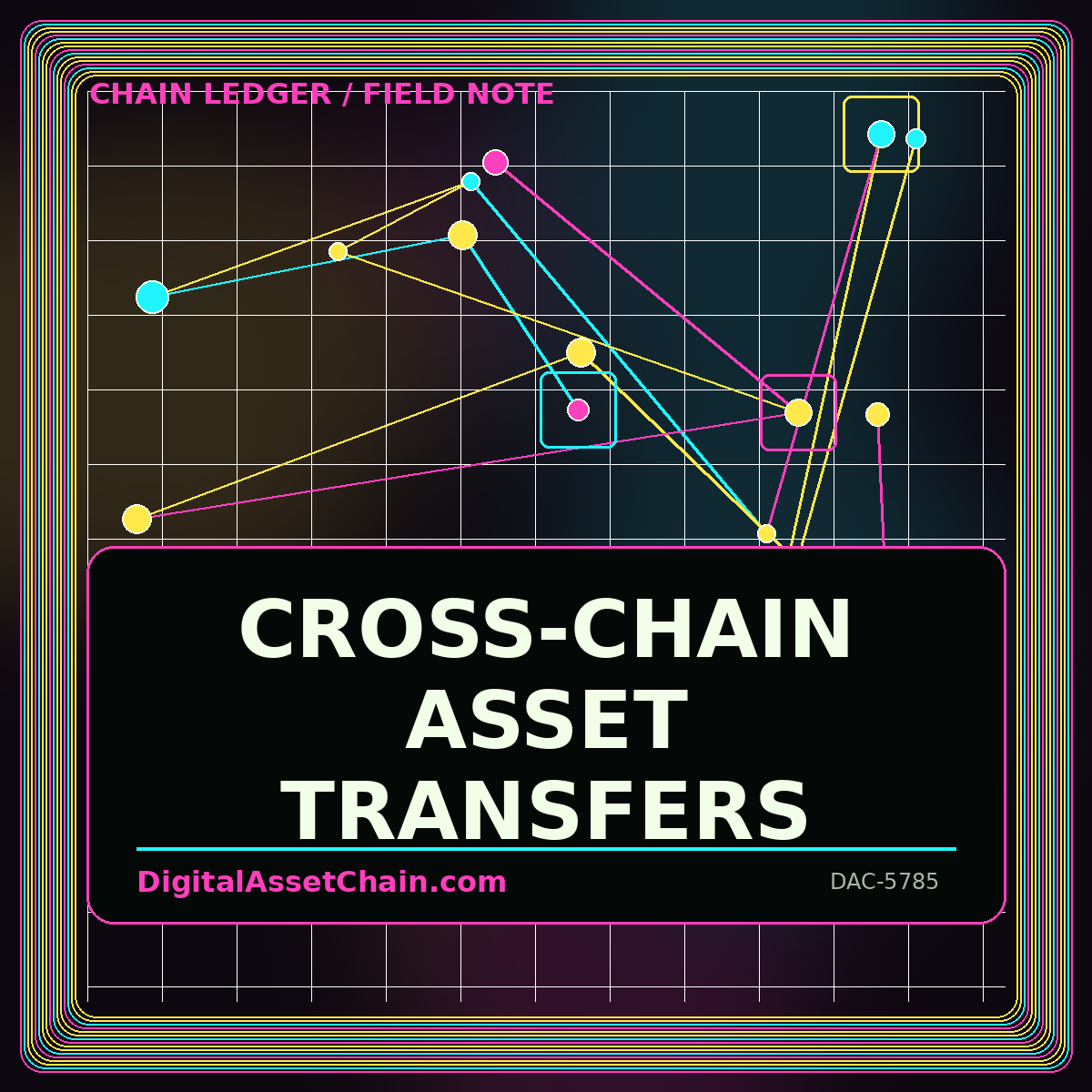 Cross-Chain Asset Transfers neon editorial card