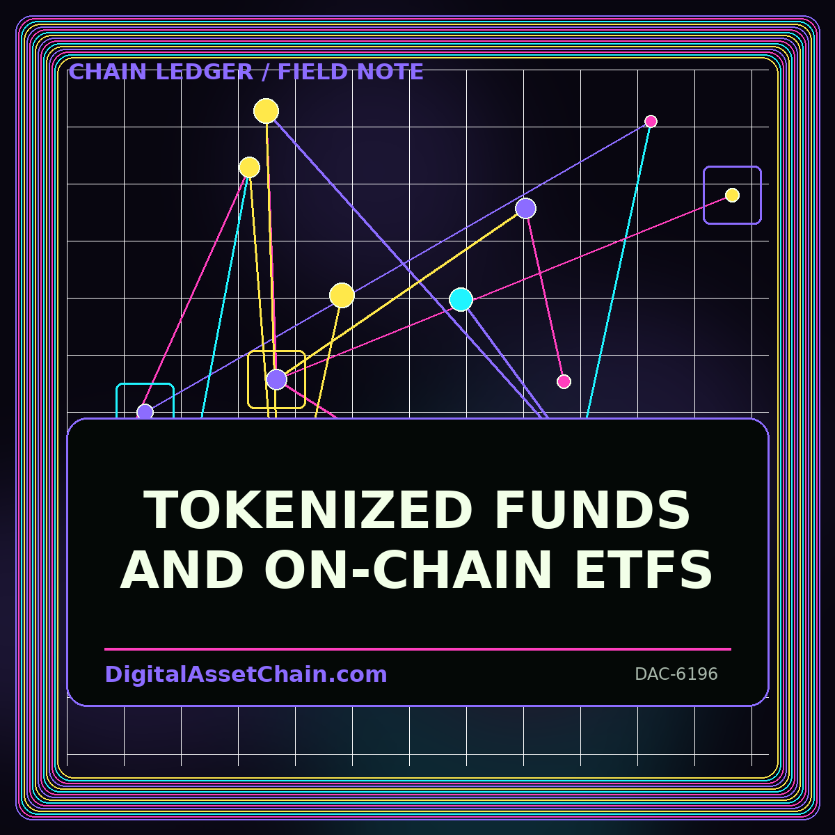 Tokenized Funds and On-Chain ETFs neon editorial card